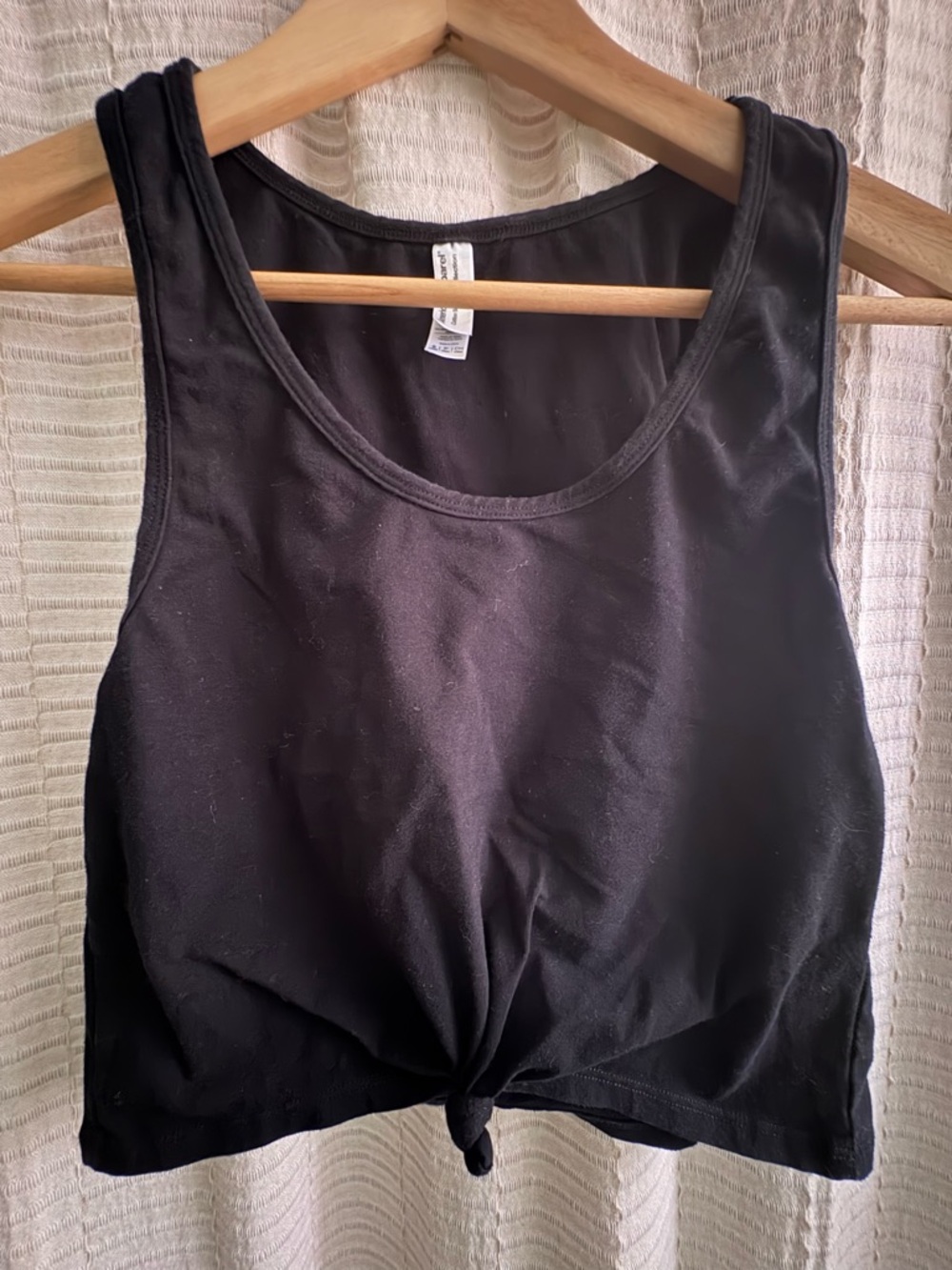 Bundle of 2 American Apparel Black Tie-Front Cropped Tank + White Cropped Tank